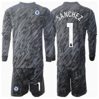 Fotballdrakt Barn Chelsea Robert Sanchez #1 Keeper Bortedraktsett 2024-25 Langermet (+ Korte bukser)
